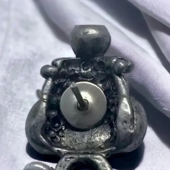 Vintage Silver Briolette Bead Beaded Dangle Earrings - Picture 7 of 9